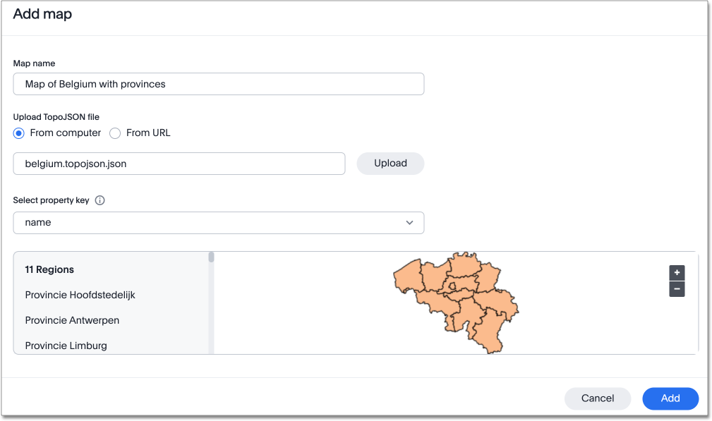 Add map modal in the Admin Console