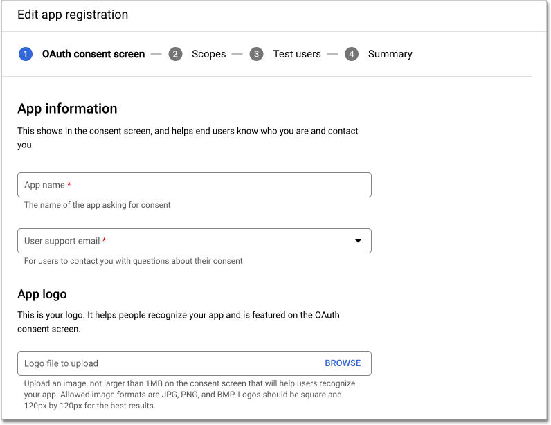 Consent screen page