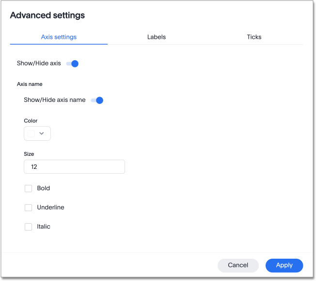 Advanced settings for axes