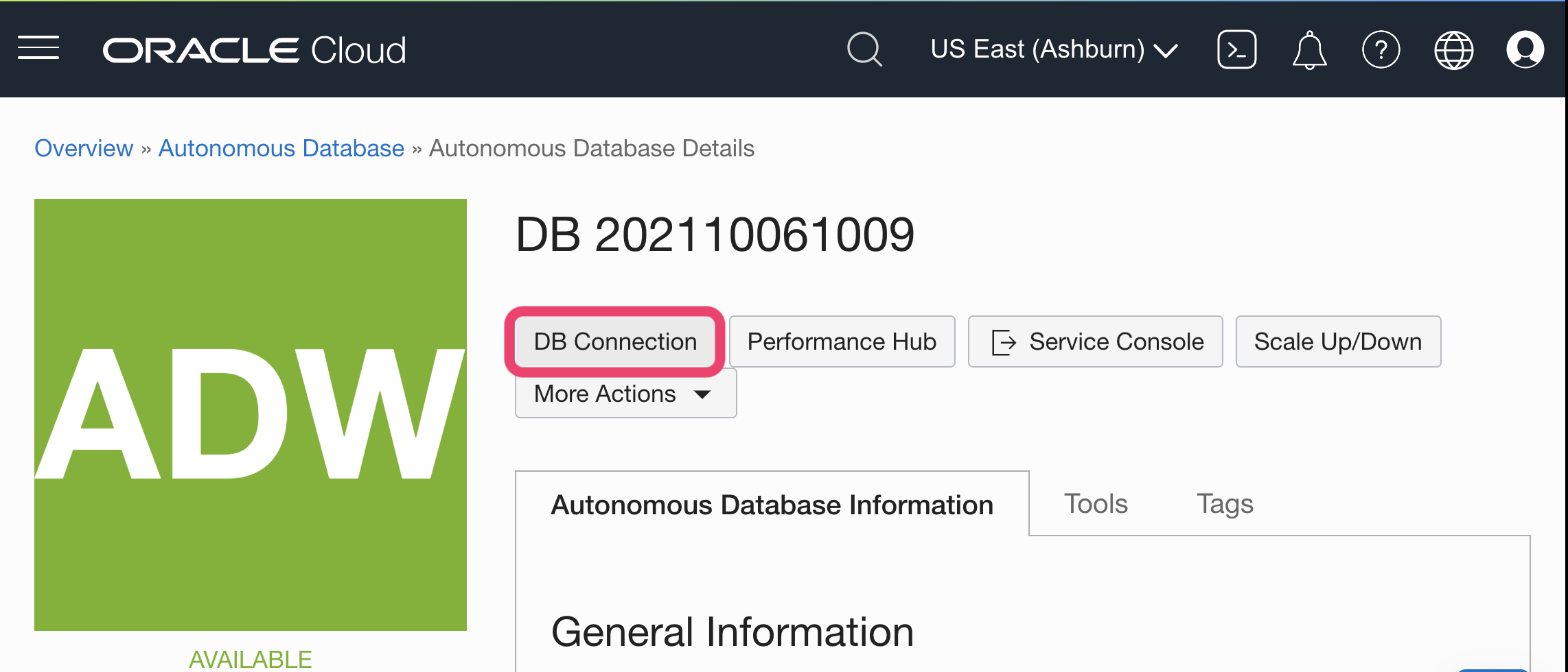 Oracle Autonomous DB Connection