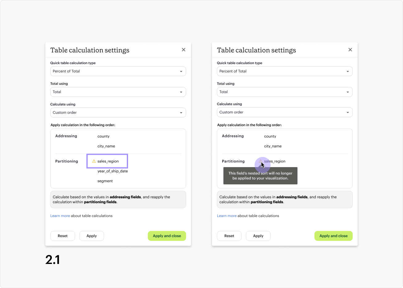 Table calc settings 2.1