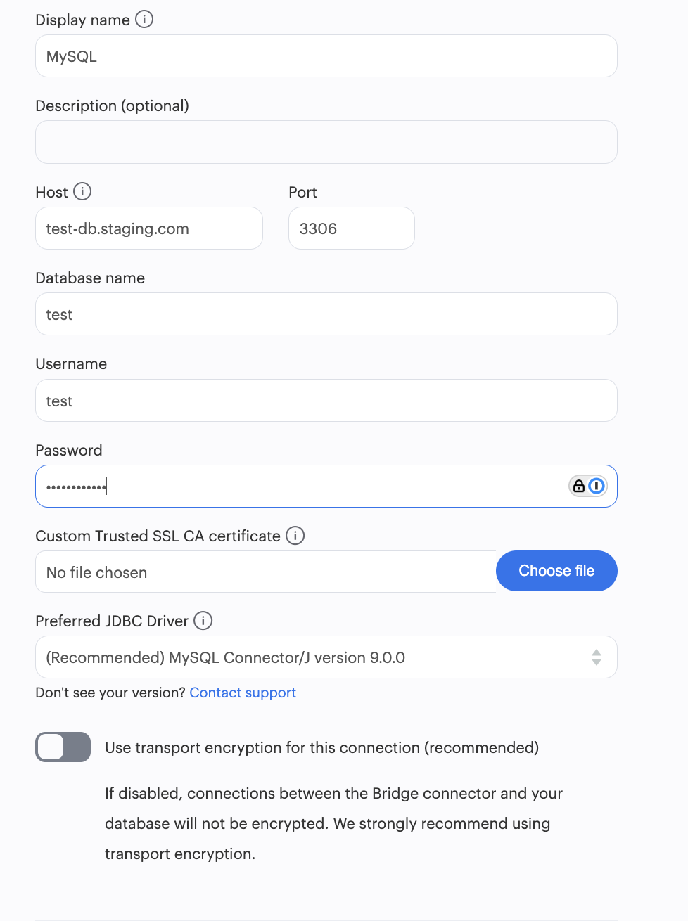 Transport encryption