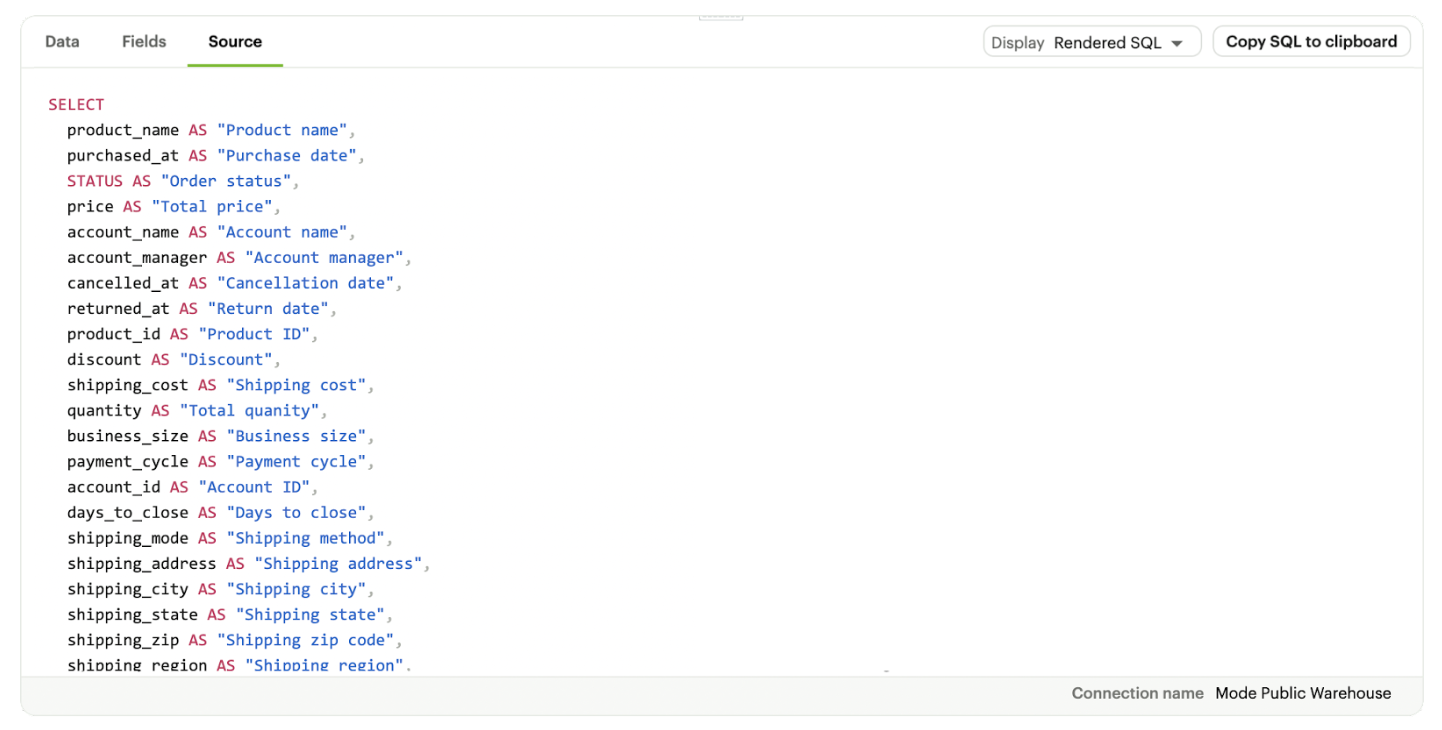 Viewing the source syntax