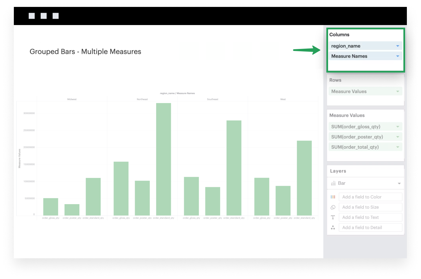 Add measure names to columns