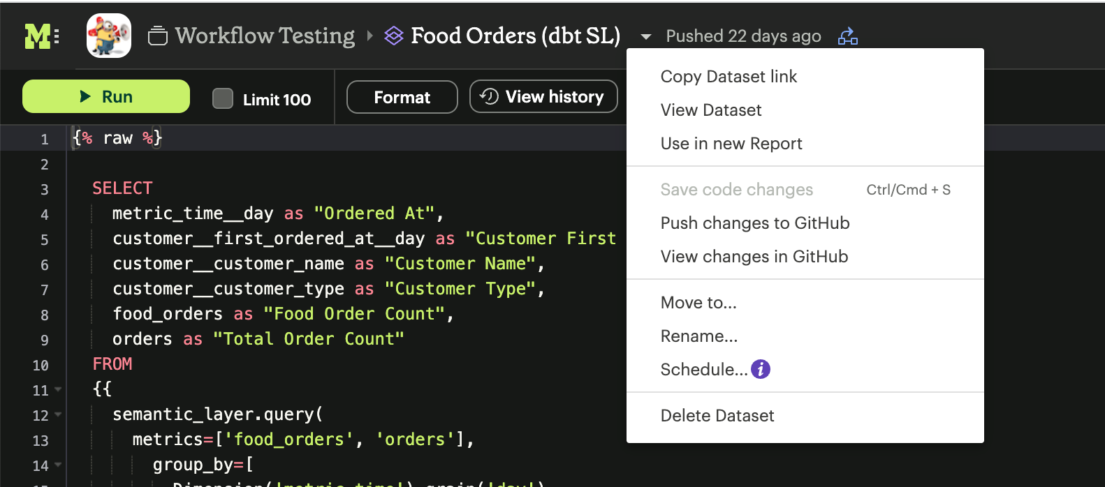 Share a dbt Semantic Layer Dataset