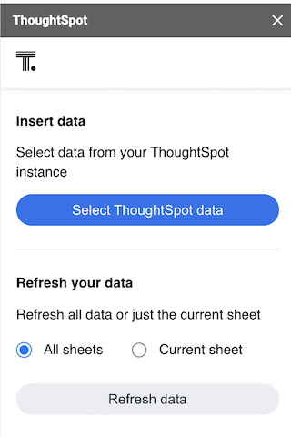 ThoughtSpot Search bar and Data panel