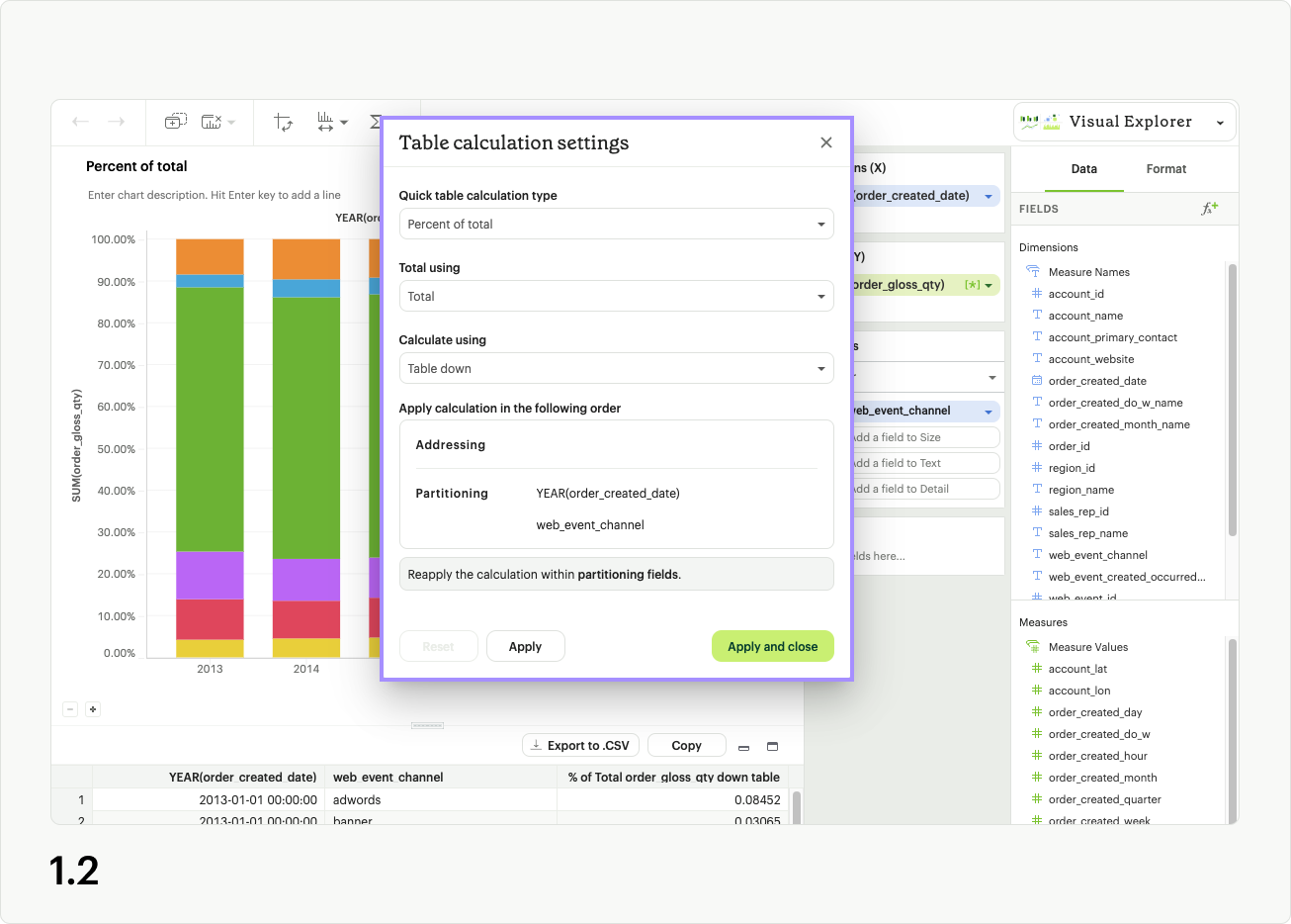 Table calc settings 1.2