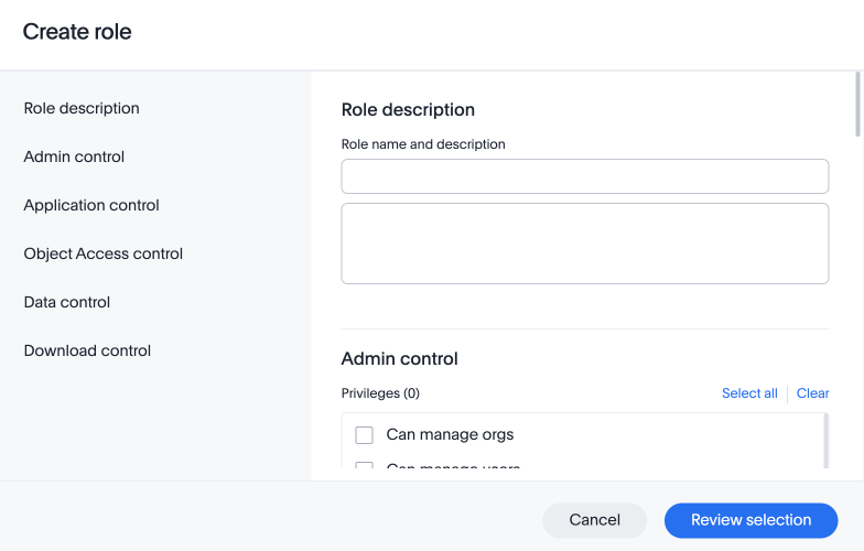 Create role modal