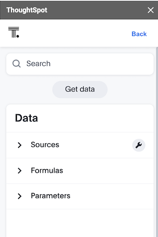 ThoughtSpot Search bar and Data panel