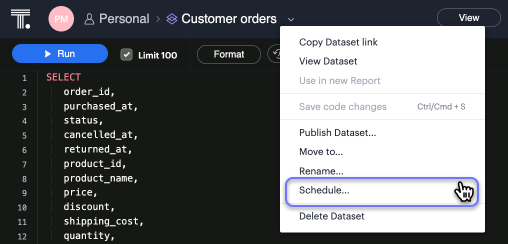 Schedule a dataset