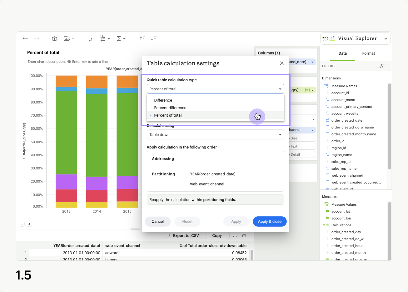 Table calc settings 1.5