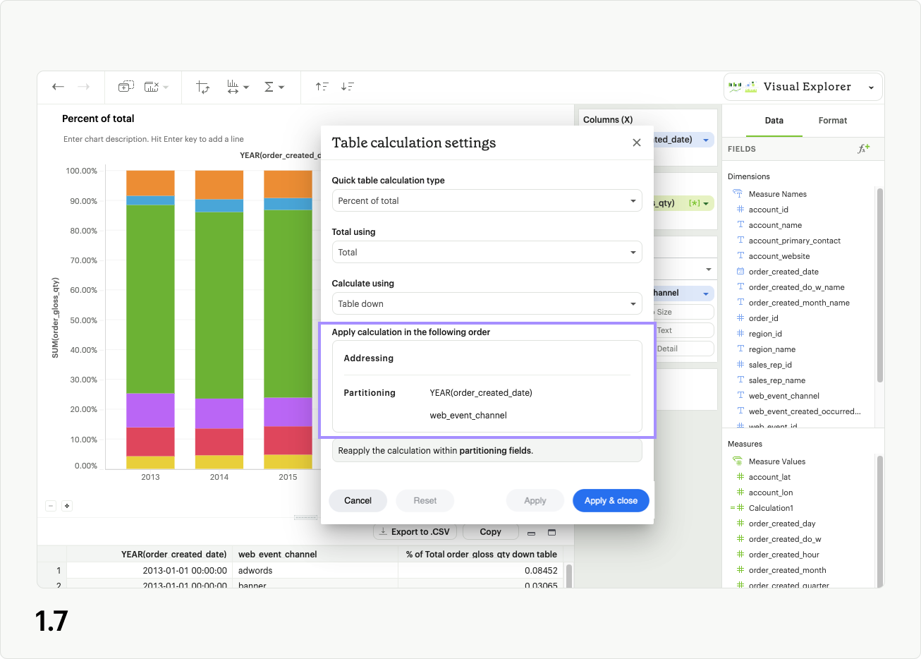 Table calc settings 1.7