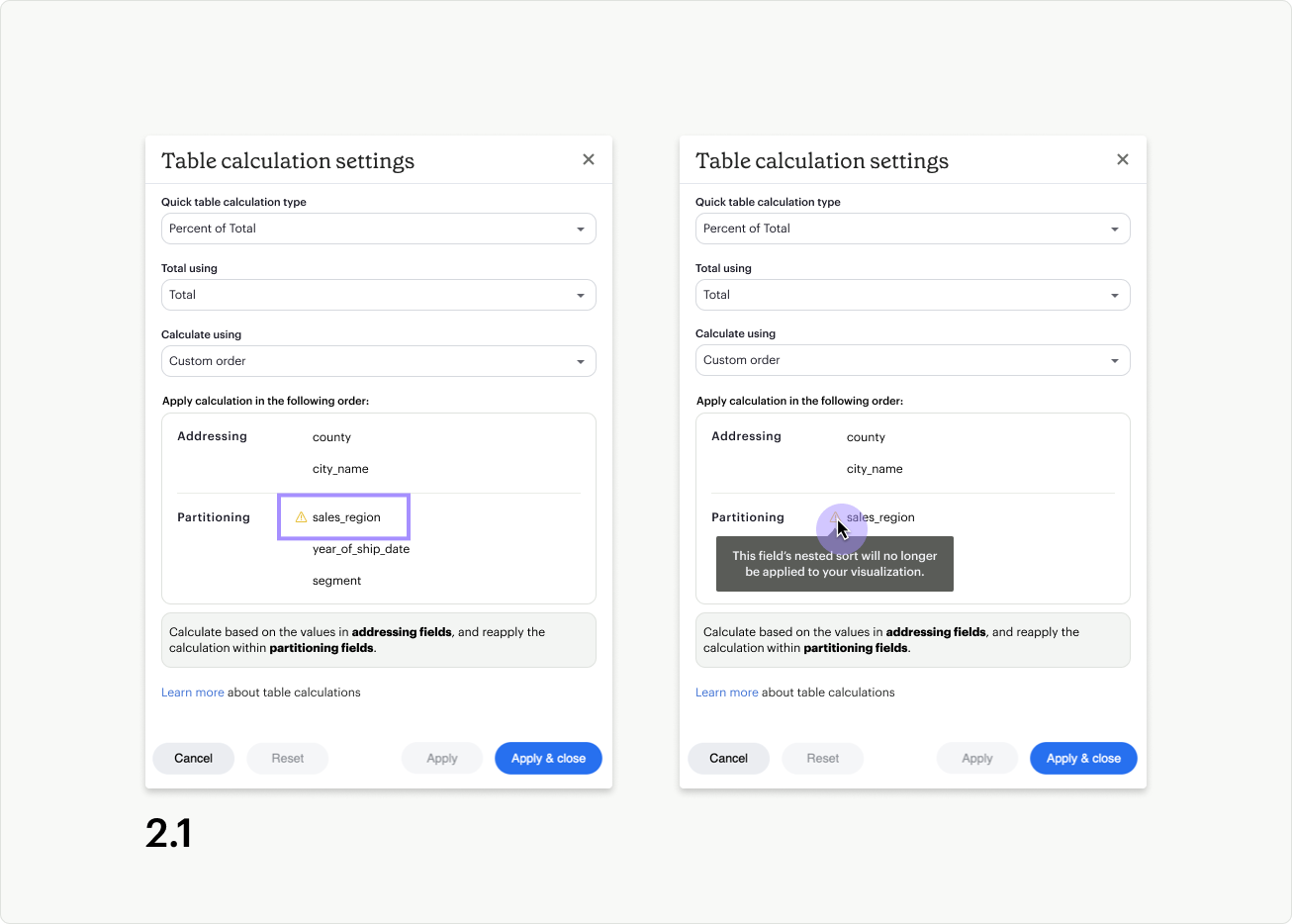 Table calc settings 2.1