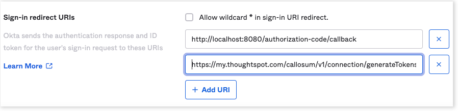 Add the ThoughtSpot redirect URI