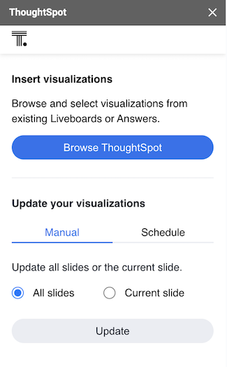 Manual update of elements on the slide.