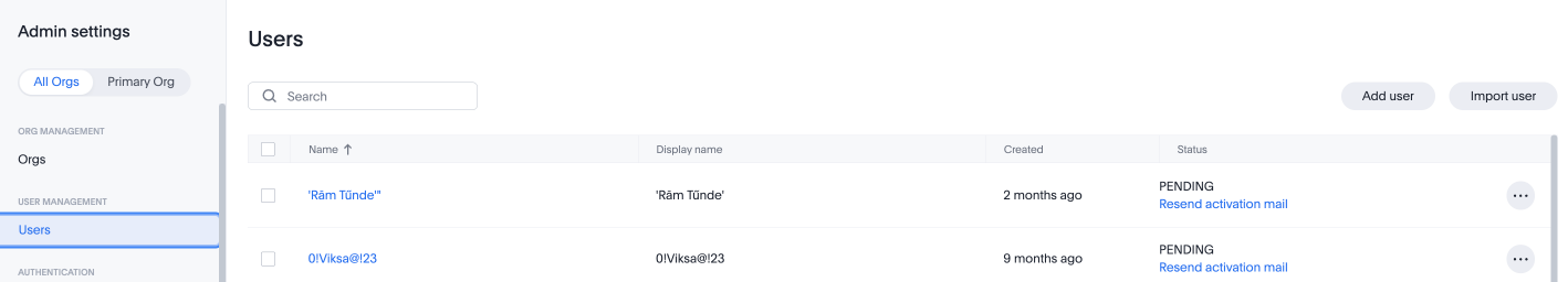 Admin Console - Users