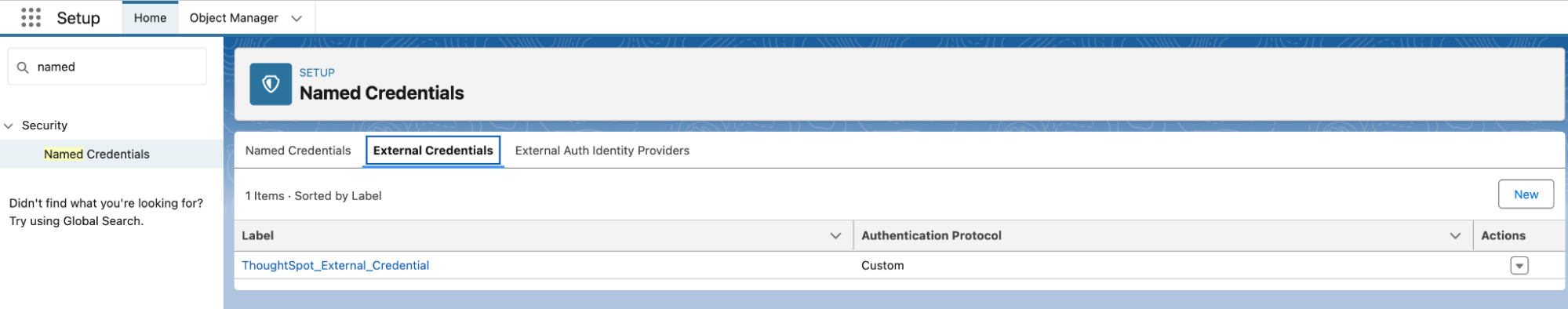 Named Credentials page