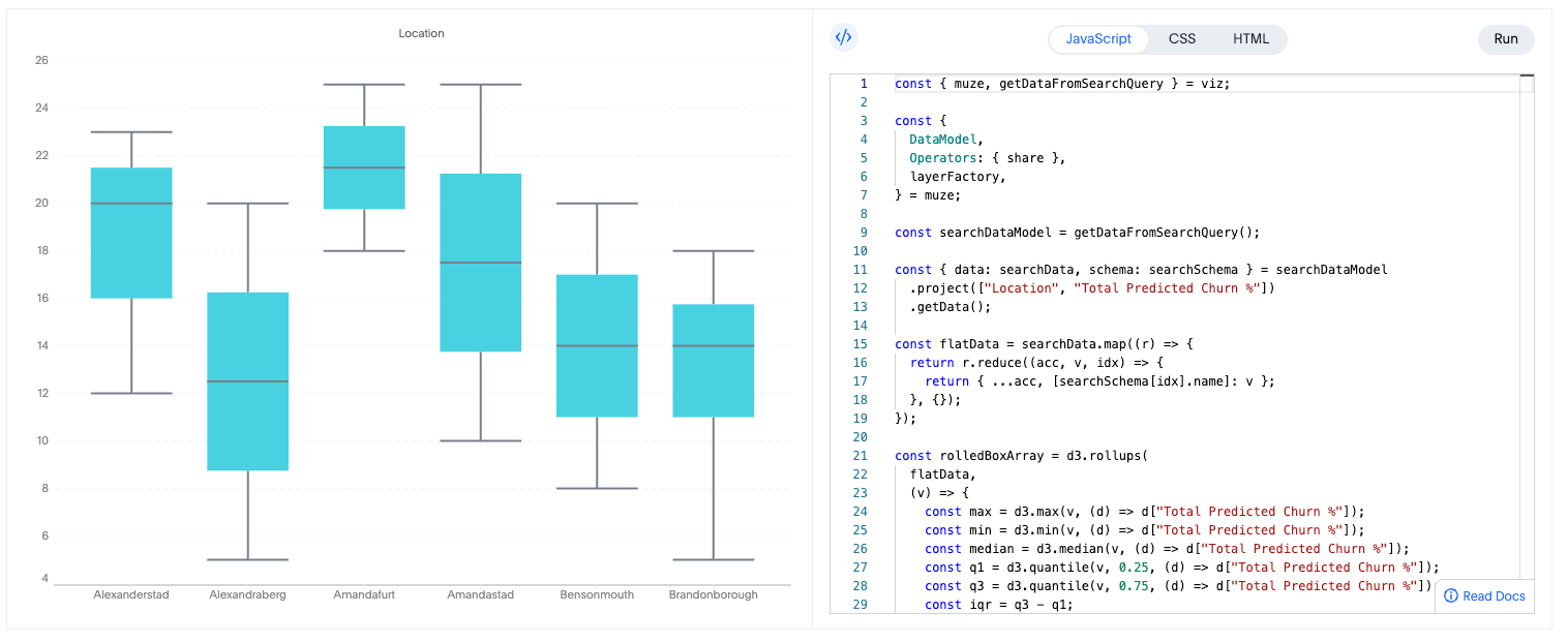 Build a chart in the code builder