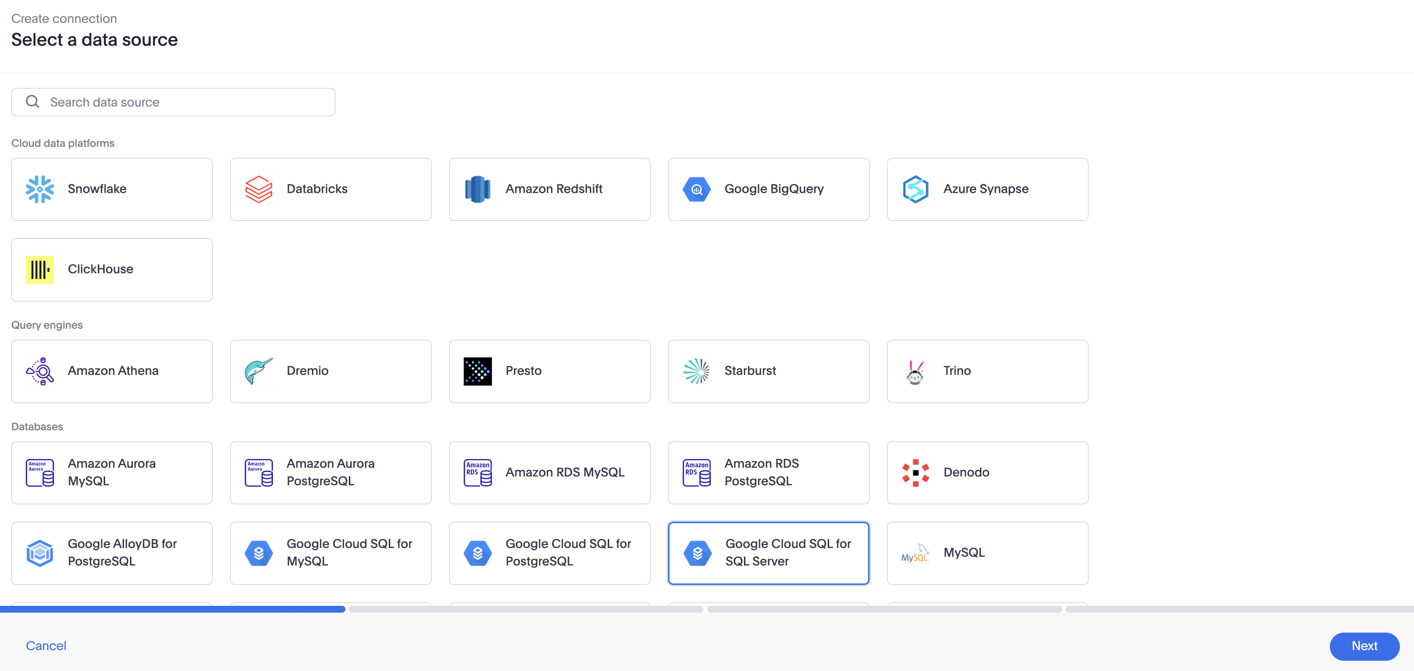 Add a Google Cloud SQL for SQL Server connection