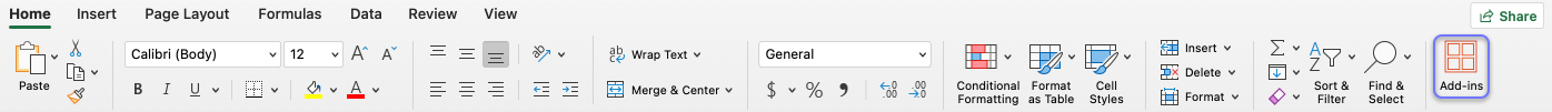 Add-ins in Excel.