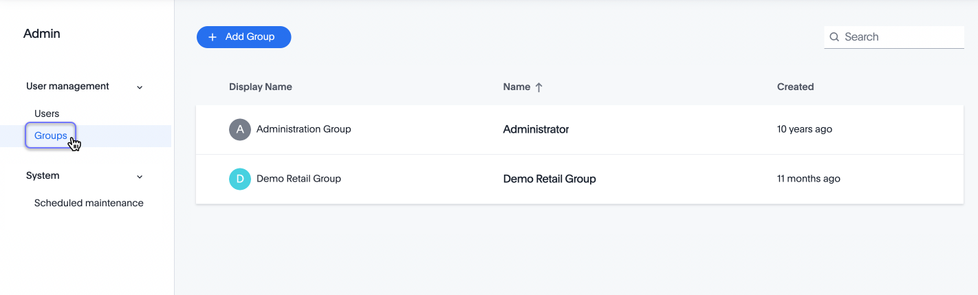 Admin Console - Groups