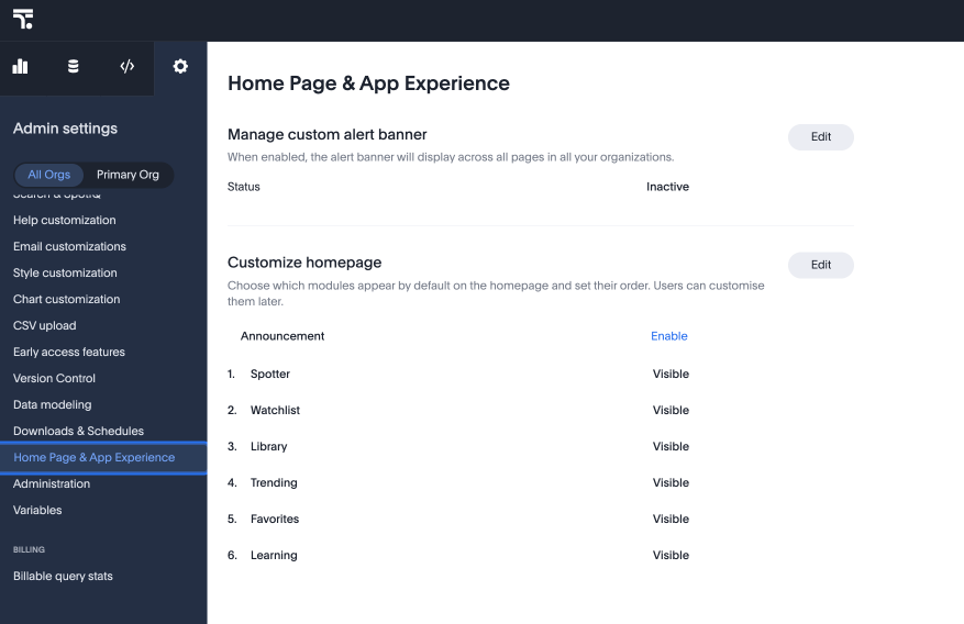Home Page & App Experience landing page