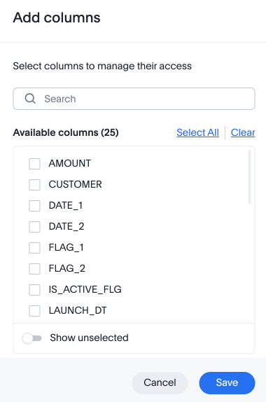 Add columns window