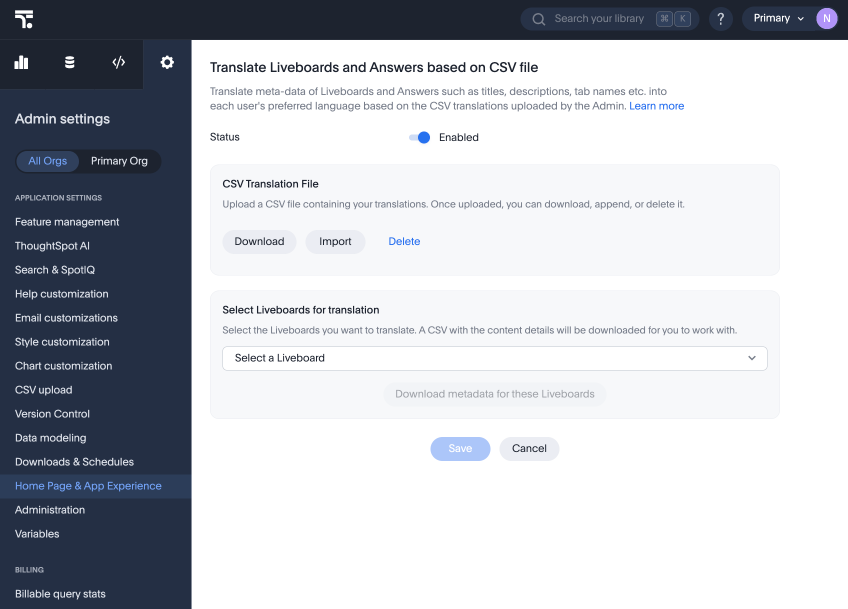 CSV upload translation
