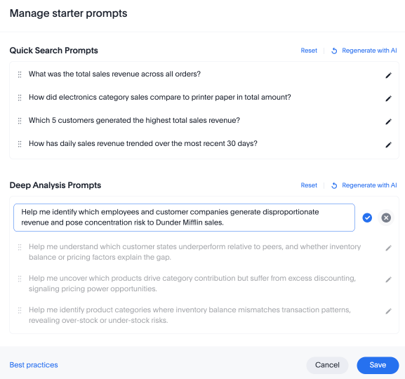 Deep analysis prompts