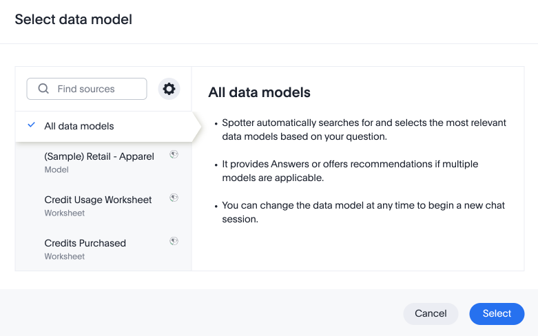 Select All data models.