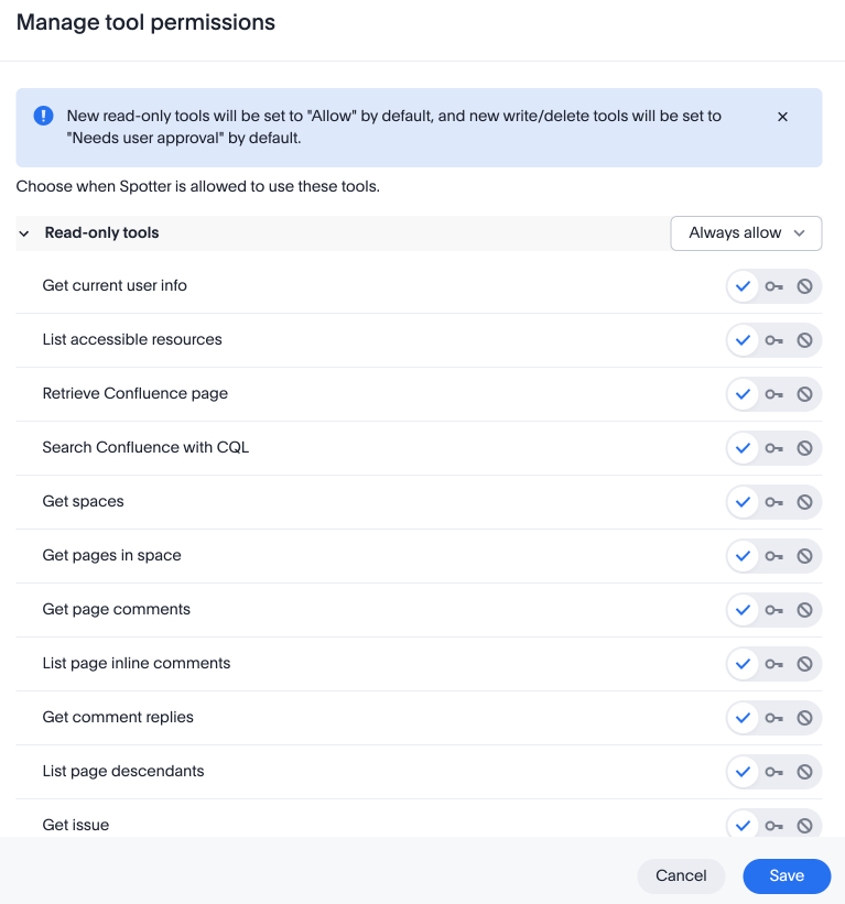 spotter tool permissions