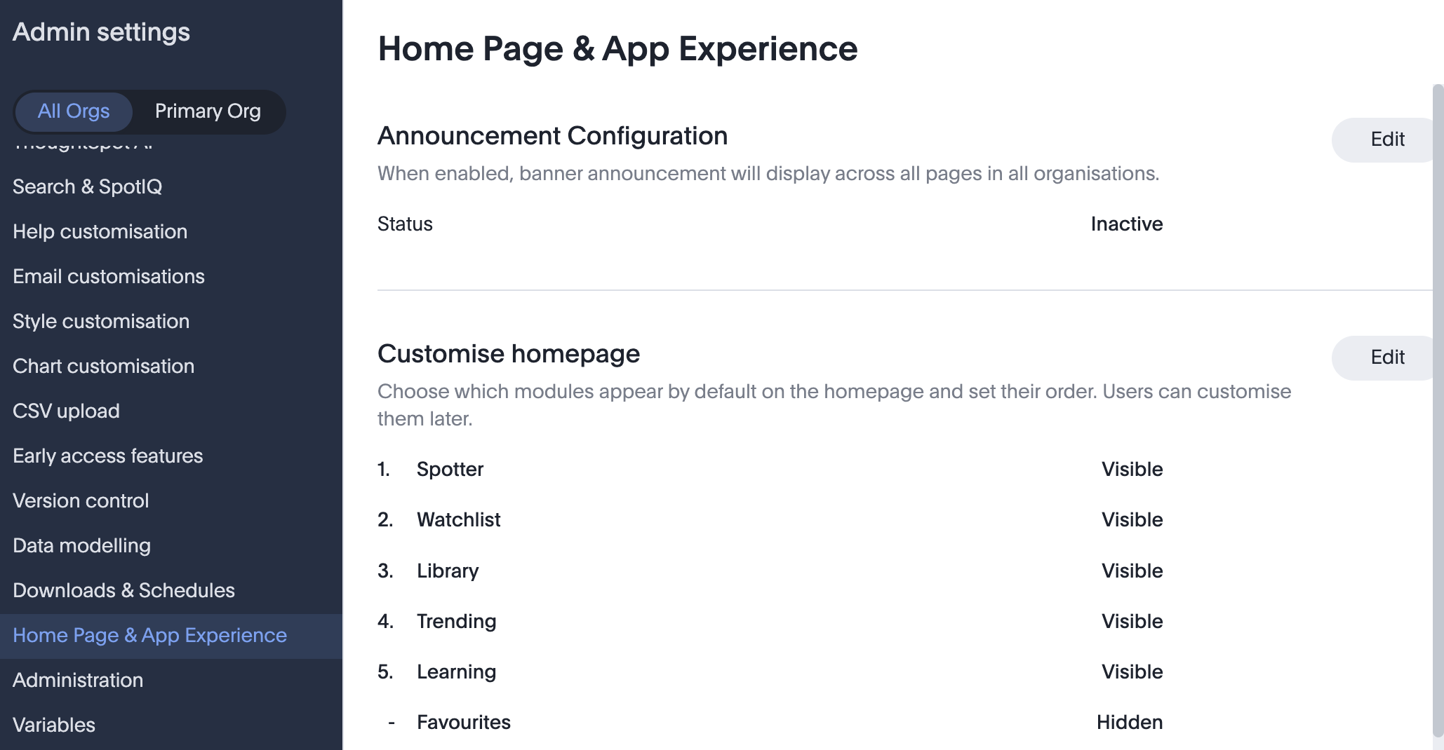 Home Page & App Experience landing page