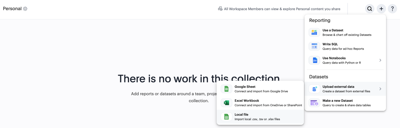 Upload local file from Personal.