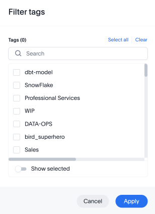 dw filter tags