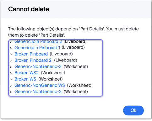 Cannot delete table with dependents warning