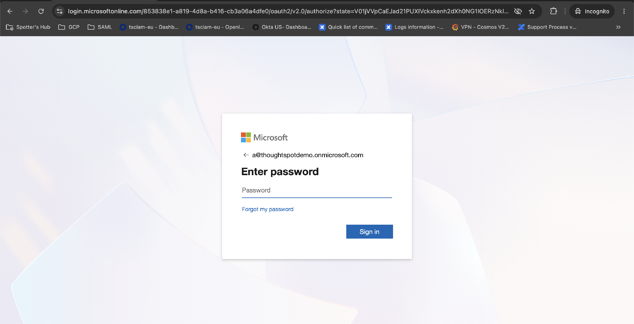 Microsoft sign-in — enter the password