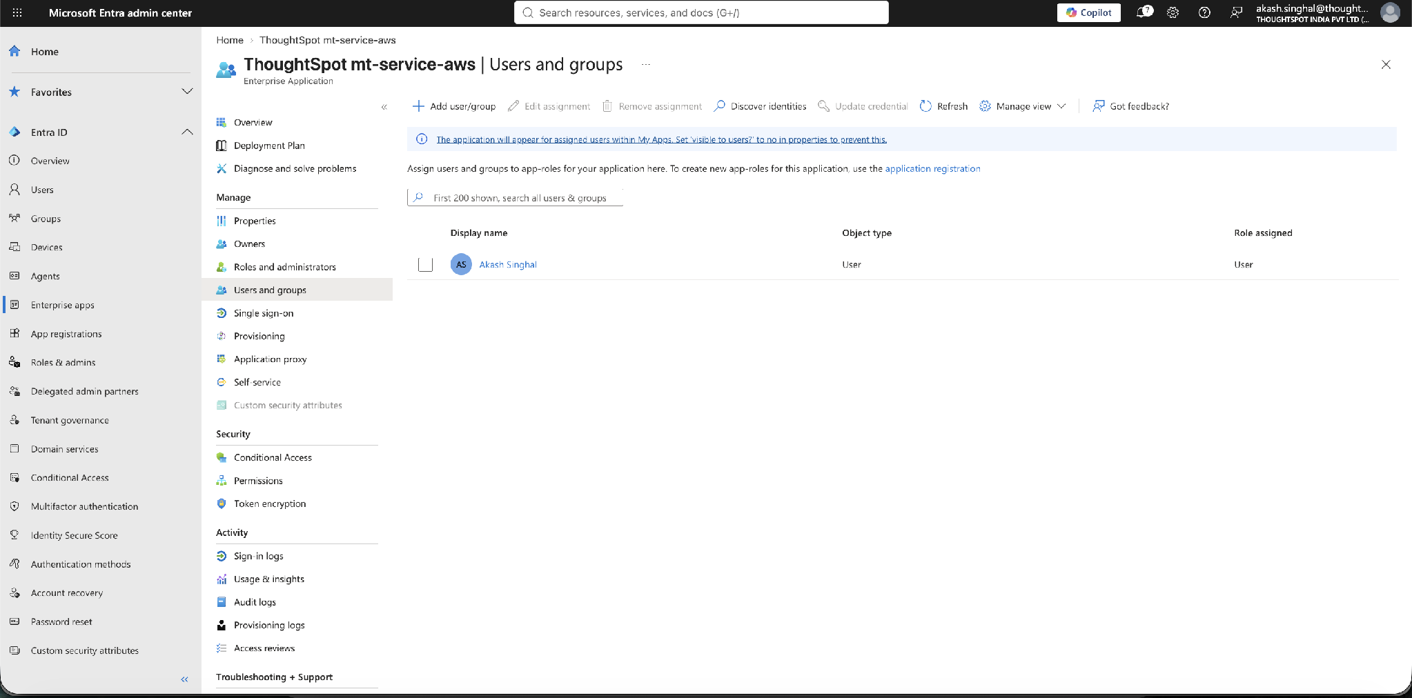 Users and groups – an assigned user