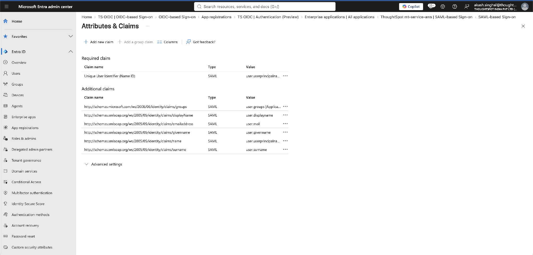 Attributes & Claims – the added groups claim (…/2008/06/identity/claims/groups)