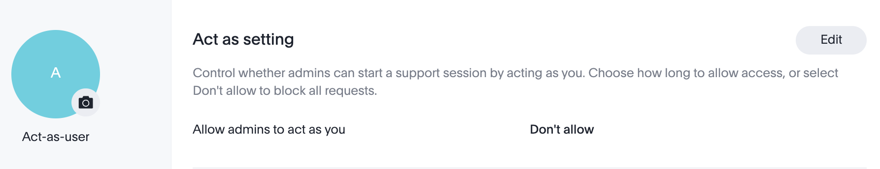 Act as setting on the user profile