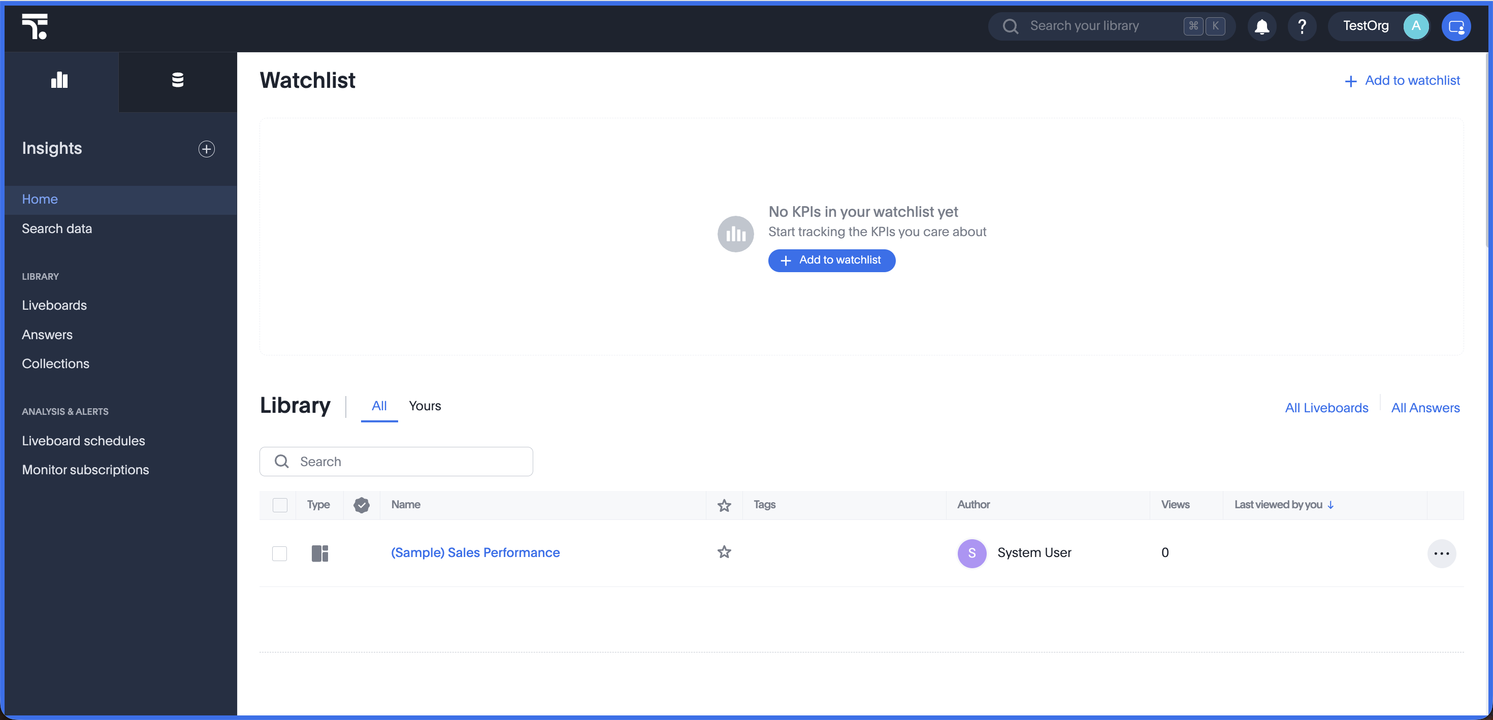 Impersonation border around the ThoughtSpot interface