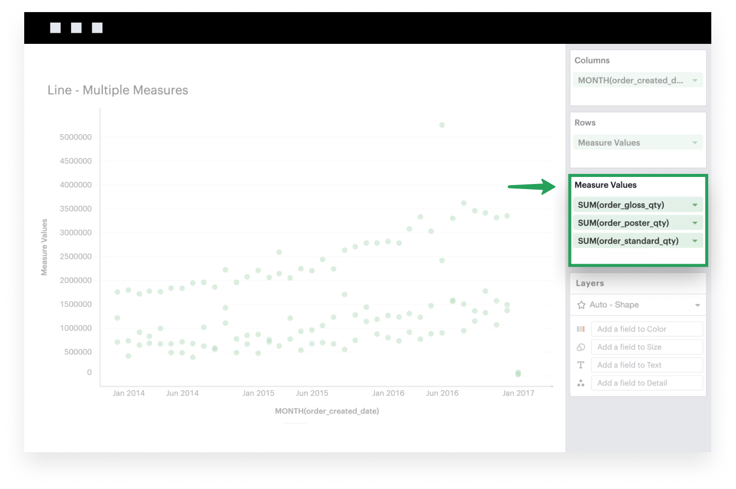 Add fields to Measure Values