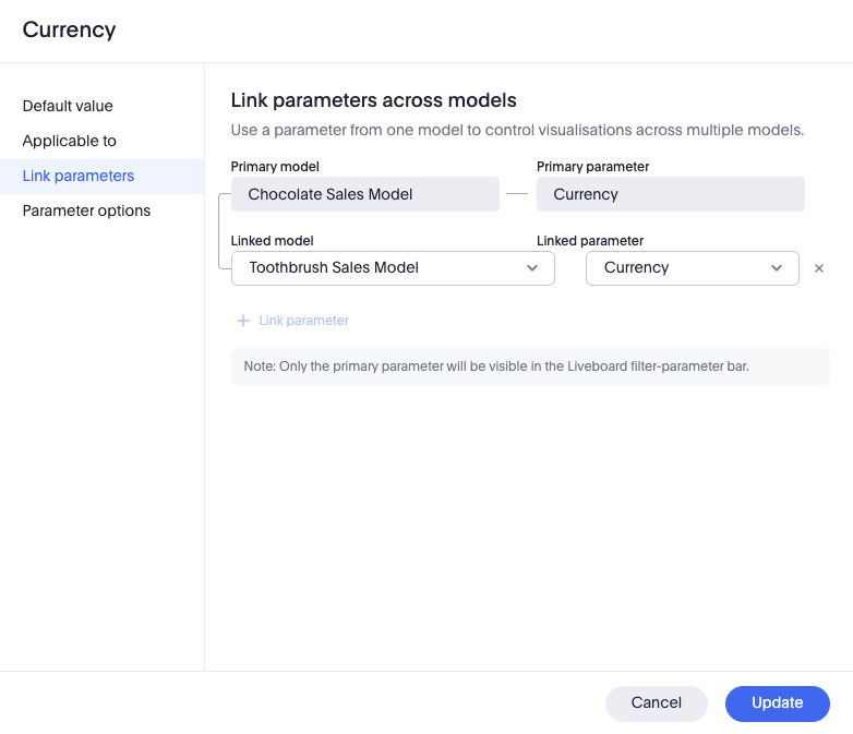 link parameters page