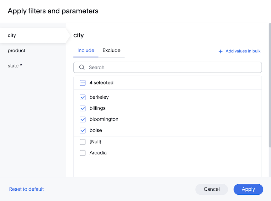 Centralized filter modal