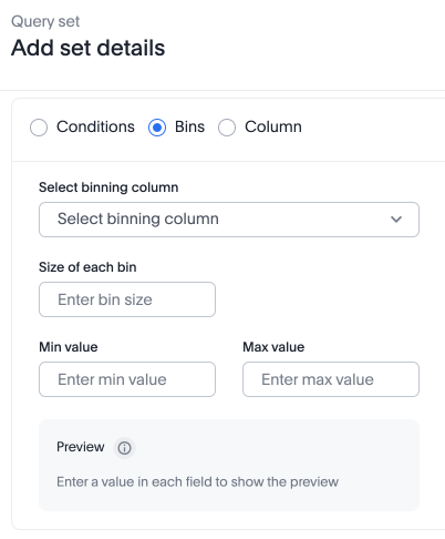 Query sets bins