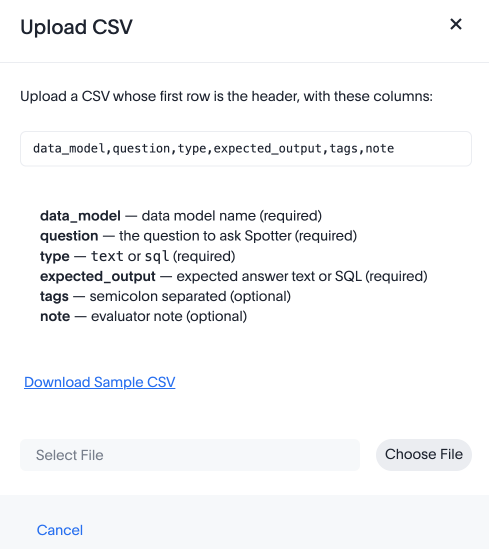 Upload CSV