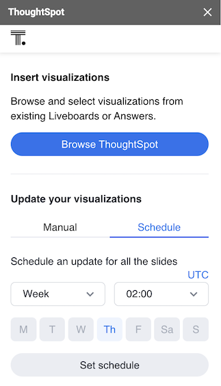 Weekly update of elements on the slide.