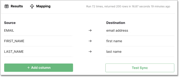 Map source and destination fields