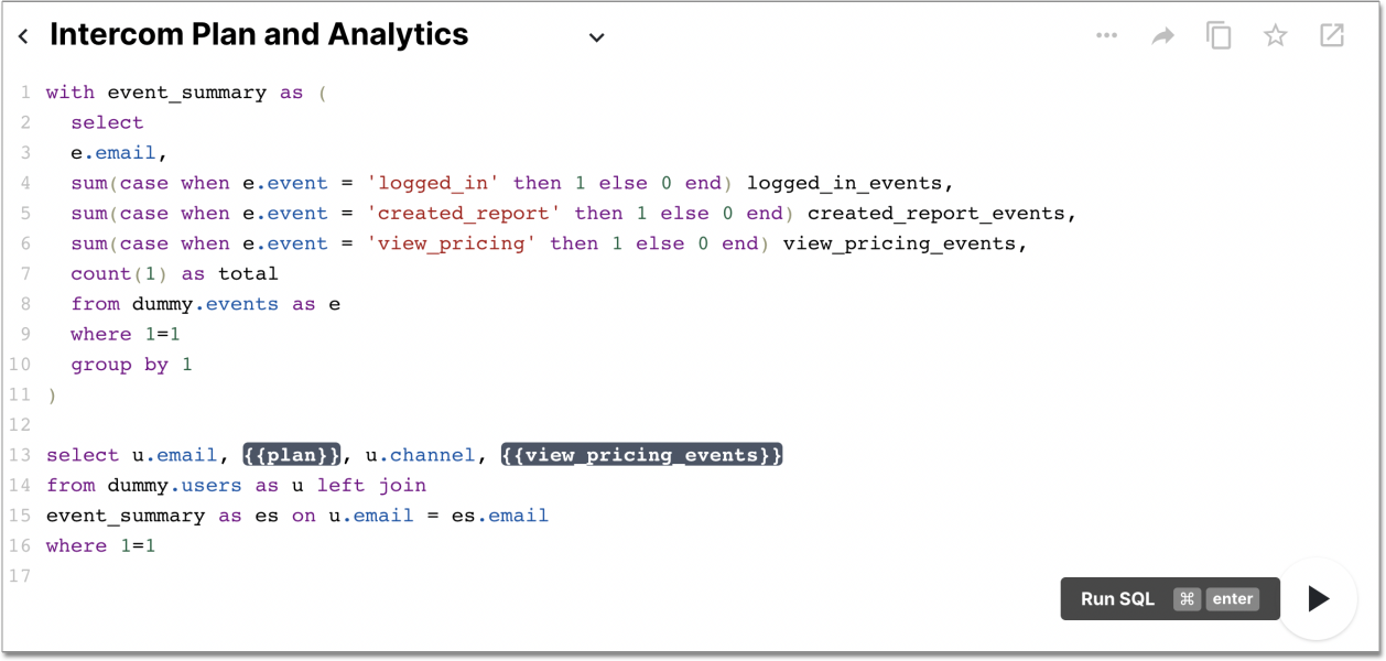 Enter SQL statement