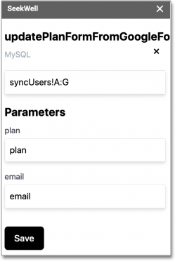 Enter range under MySQL in A1 notation