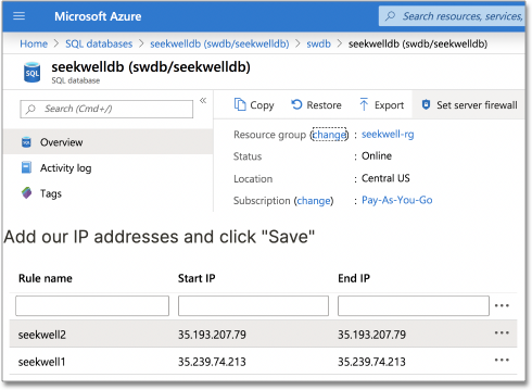 Safelist Microsoft Azure